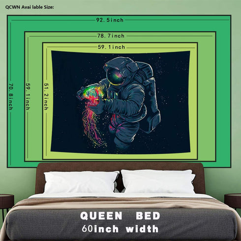 Space Tapestry Trippy Tapestry Cool Astronaut Poster Tapestry Mens Guys Posters For Room Fantasy Galaxy Jellyfish Blacklight Boho Hippie Wall Hanging Spaceman Tapestries For Bedroom Man Room Decor.