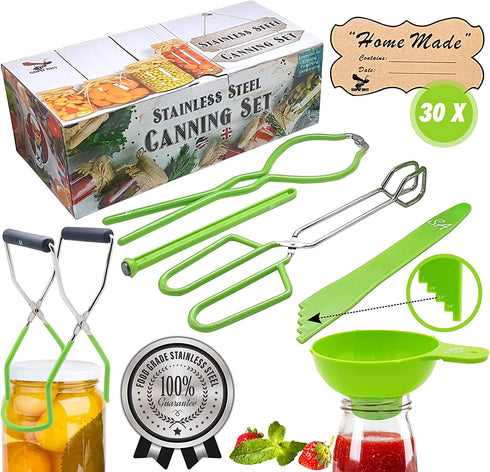 Supa Ant Canning Supplies - Canning Kit for Beginner, Home Canning tools for Canners, Food Grade Stainless Steel Canning Accessories - Canning set - Canning Supplies Starter Kit - Canning Kit - Green
