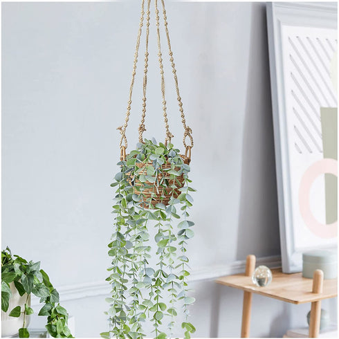 BACAMA Artificial Potted Plants Fake Vine Hanging Leaves Room Scenes Home Kitchen Garden Office Wedding Wall DIY Decoration 2 Pack 23.6 Inches Length Green