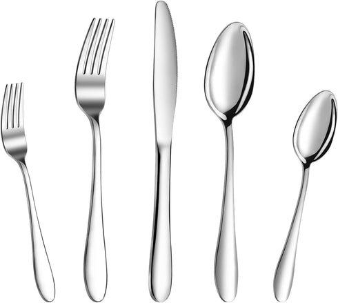 Silverware Set,Bonasen 20-Piece Silverware,Flatware Serving Set,Stainless Steel Silverware Set, Flatware Cutlery Set,Include Knife/Fork/Spoon, Mirror Polished