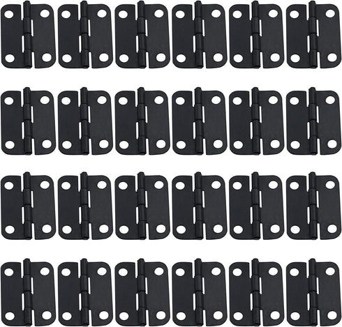 Black Cabinet Hinge, Antrader 1" x 3/4" Metal Foldable Butt Hinge for Cabinet Door Closet, Black, Pack of 24