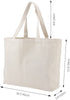 Tote Bags with Zipper, 3PCS Segarty 16.5x13 inch Natural Heavy DIY Tote for Crafting, Ironing and Embroidering, White Canvas Tote, Reusable Grocery Shopping Bag