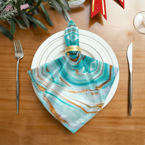 ALAZA Beautiful Juicy Turquoise Marble Cloth Napkins Dinner Napkins Set of 4,Reusable Table Napkins Washable Polyester Fabric for Cocktail Party Holiday Wedding Home Decorative