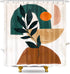 KOMLLEX Abstract Boho Mid Century Shower Curtain 60Wx72H Inch Fabric Modern Terracotta Green Shower Curtain Aesthetic Plant Eucalyptus Sun Rainbow Bathroom Set Minimalist Geometric Women Bathtub Decor