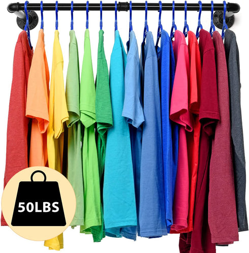Industrial Pipe Clothes Rack , Wall Mounted Garment Rack, Space-Saving Hanging Clothes Rack, Heavy Duty Detachable Garment Bar, Multi-Purpose Hanging Rod for Clothing Storage, 2 Pack