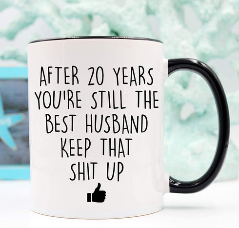 YouNique Designs 20 Year Anniversary Coffee Mug for Him, 11 Ounces, 20th Wedding Anniversary Cup For Husband, Twenty Years, Twentieth Year, 20th Year