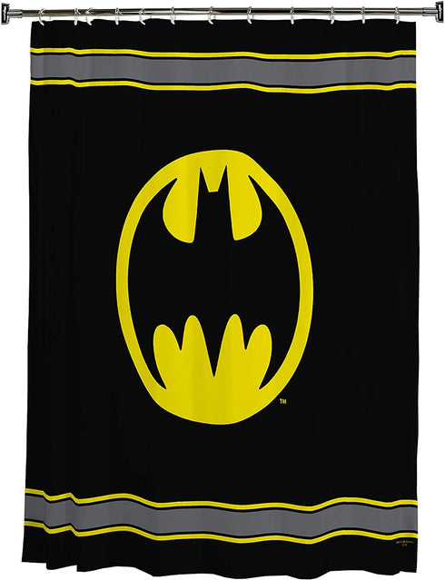 Warner Bros Batman Logo Microfiber Shower Curtain, 70-Inch by 72-Inch