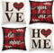 AVOIN Valentine's Day Saying Buffalo Plaid Throw Pillow Cover, 18 x 18 Inch Holiday Anniversary Wedding Cushion Case for Sofa Couch Set of 4