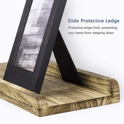 Love-KANKEI Floating Shelves Wall Mounted Set of 2 ,17 Inch Rustic Wood Wall Shelves for Storage, Bedroom Living Room Bathroom Kitchen Office and More Carbonized Black