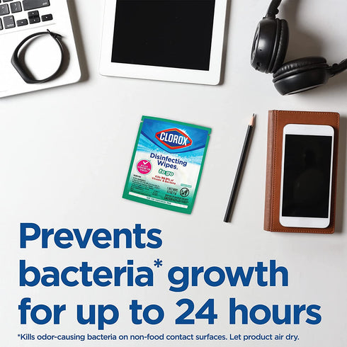 Clorox Disinfecting Wipes to Go, Bleach Free Cleaning Wipes, Fresh Scent, Individually Wrapped, 1 Count Each, (Pack of 100)