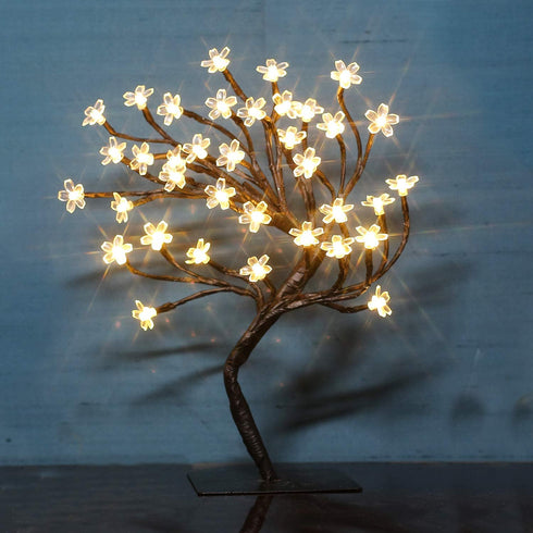 Brightdeco Lighted Cherry Blossom Tree 36 LED Plug in Artificial Bonsai Tree Ideal As Night Lights Perfect for Home Festival Halloween Thanksgiving Christmas Easter Wedding Party Warm White