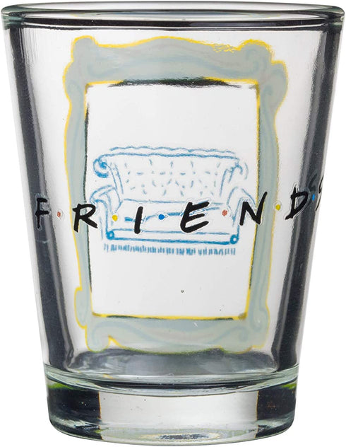 Silver Buffalo Friends Iconic Icons Yellow Frame 4 Pack Mini Glasses, 1.5 Ounces