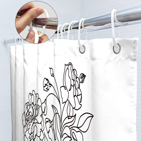 SVBright Women Flower Shower Curtain Abstract Line Ladies 72Wx72H Inch Modern Minimalist Creative Female Sketch Aesthetic 12 Pack Hooks Polyester Waterproof Fabric Bathroom Bathtub Panels