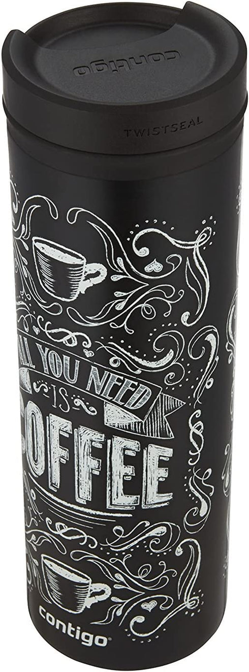 Contigo TWISTSEAL Eclipse Vacuum-Insulated Stainless Steel Travel Mug, 20 oz., All You Need Is Coffee
