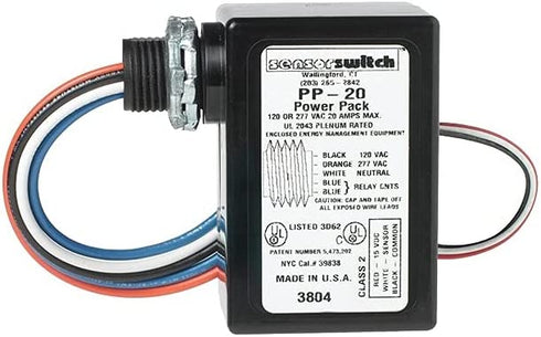 Sensor Switch PP20 Contractor Select Power Pack Relay Circuit Protection 120/277 VAC, Black