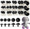 Safety Eyes for Amigurumi Crochet 30PCS 16-24 mm, Plastic Black Large Safety Doll Eyes Stuffed Animal Eyes Craft Crochet Eyes for DIY of Puppet, Bear, Toy Doll Making Supplies