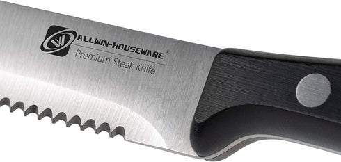 Premium 8-Piece German High Carbon Stainless Steel Serrated Steak Knife Set, Full Tang Steak Knives