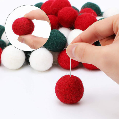 120 Pieces Christmas Felt Balls Christmas Wool Balls Green White and Red Wool Felt Pom Poms DIY Wool Felt Balls for Christmas DIY Garland, Xmas Decorations (0.8 Inch, 1 Inch, 1.2 Inch)
