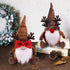 Christmas Gnomes with Light Rudolph Red Nose Gnome Couple Plush Reindeer Decorations Winter Holiday Elf Scandinavian Collectible Figurines Handmade Swedish Tomte Xmas Ornaments Gift Idea Set of 2