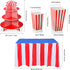 14 Pieces Carnival Red White Striped Table Skirt Carnival Tablecloth Circus Theme Table Cover 3 Tier Cupcake Foam Stand Popcorn Box for Mardi Cras Home Party Decorations Supplies