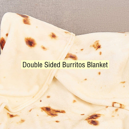 Burritos Tortilla Blanket Double Sided Pattern Food Blanket Novelty Realistic Funny Throw Blanket for Wrap Adults and Kids Soft Flannel Taco (Yellow Blanket Double Sided, Diameter 60 inches)