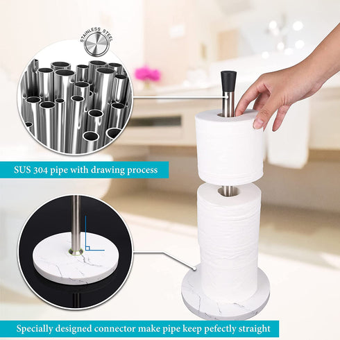 ZCCZ Free Standing Toilet Paper Holder Stand, Bathroom Toilet Roll Tissue Holder Stand Toilet Paper Storage for Bathroom Organization and Storage, Fit Any Size Toilet Rolls, Brushed Nickel