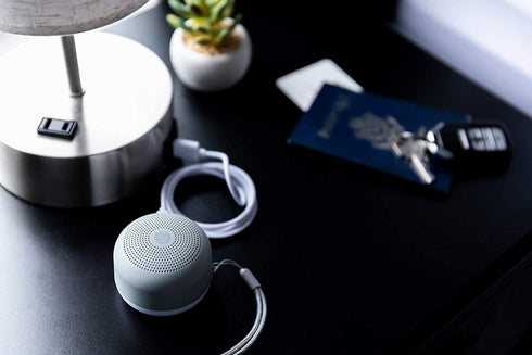 Yogasleep Travel Mini Portable White Noise Sound Machine, 6 Soothing Sounds, Soft Dimmable Night Light, Compact Sleep Therapy for Adults & Baby, USB Rechargeable, Lanyard for Easy Hanging, Gray