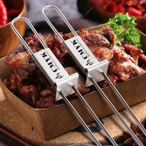CMYK Barbecue Skewers, 6-Pack 13" Stainless Steel Grilling Skewers with Slider, Reusable Metal BBQ Shish Kebab Skewer Sticks