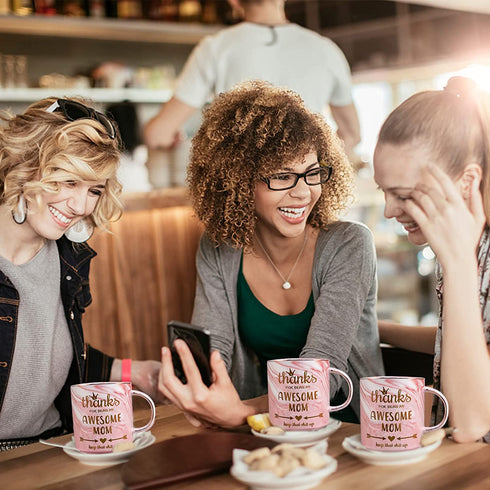 Mothers Day Gifts, Gifts for Mom from Daughter Son, Funny Gifts for Women Wife Stepmom, Mom Gifts Ideas, Tea Mug for Mom, Mom's Birthday Valentine's Day -12oz Novelty Pink Ceramic Coffee Tea Cups