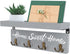 buways Wall-Mounted Key and Mail Holder, Wooden Key Rack with 4 Double Key Hooks, Rustic Home Decor for Entryway(Gray)