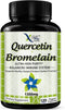 Quercetin 1000mg + Bromelain 300mg per Serving- Quercetin with Bromelain Supplement Complex for Cardiovascular Health, Respiratory System Support, Immune Function & Allergy Support-120 Veggie Capsules