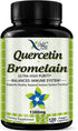 Quercetin 1000mg + Bromelain 300mg per Serving- Quercetin with Bromelain Supplement Complex for Cardiovascular Health, Respiratory System Support, Immune Function & Allergy Support-120 Veggie Capsules