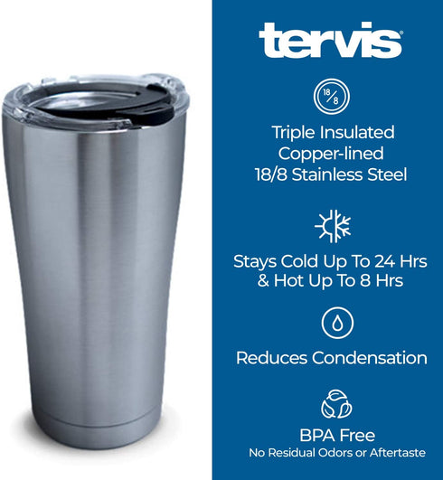 Tervis Tropical Collection Floral Stainless Steel Insulated Tumbler with Clear and Black Hammer Lid, Silver