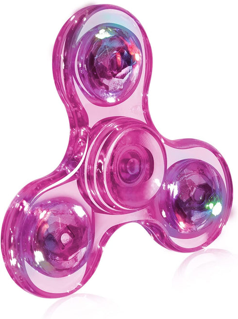 FIGROL Fidget Spinner, Light Up Party Favor Finger Spinner, LED Rainbow Crystal Finger Toy, Hand Fidget Spinner Toy for Relief Stress Reducer for Kids-Pink