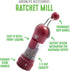 GreenLife Salt and Pepper Grinder, Mess-Free Ratchet Mill, Adjustable Coarseness and Easily Refillable, Red