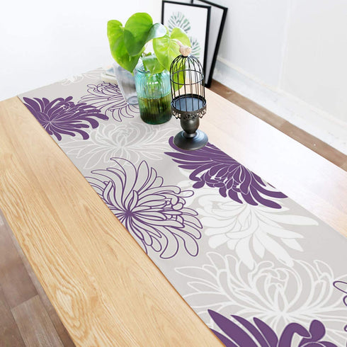Dinning Table Runners Dahlia Pinnata Flower Turquoise Purple and White Farmhouse Decoration, Birthday Weekend Party, Wedding Table Runner 13 x 70 Inches