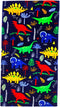 YIFONTIN Beach Towel for Kids, Dinosaur Velour Terry Towel, Cotton Blanket Throw, 30X60 inches for Travel Swimming Bath Camping and Picnic, Navy.
