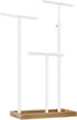 SONGMICS 2-in-1 Jewelry Display Stand Holder, Jewelry Rack Tree with 3 T-Shape Metal Bars with Holes, Storage Tray, Adjustable, Long Necklace Bracelet Earring Ring, Rustic Brown and White UJJS016W01