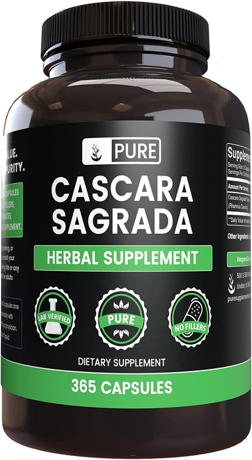Pure Original Ingredients Cascara Sagrada (365 Capsules) No Magnesium Or Rice Fillers, Always Pure, Lab Verified