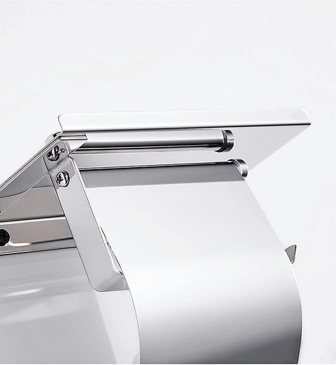 yeavs Toilet Paper Holder with Phone Shelf and Waterproof Cover, SUS304 Stainless Steel Tissue Roll Storage Rack (Polished Chrome)