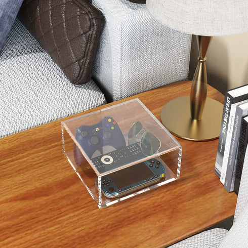 NIUBEE Decorative Acrylic Box with Lid, Clear Box Square Stackable Mult-Purpose for Office and Home (X-Large)