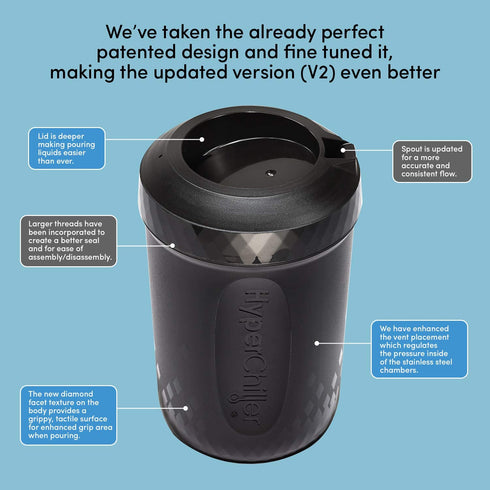 HyperChiller by Maxi-Matic Patented Instant Coffee/Beverage Cooler, Ready in One Minute, Reusable for Iced Tea, Wine, Spirits, Alcohol, Juice, 12.5 OZ, Black