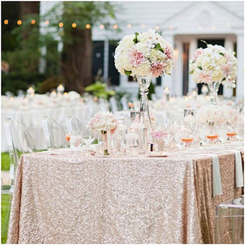 Sequin Party Tablecloth Champagne Blush 60x102inches Shiny Table Overlay Shimmer Table Covers Elegant for Wedding Birthday Home Decorations