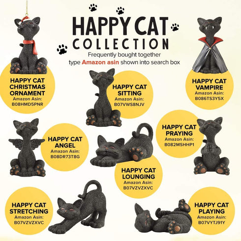 Whimsical Black Cat Vampire Dracula Figurine Cute Collectible - Happy Cat Collection - Halloween Decoration, Cat Lover Gifts for Women, Cute Cat Gifts, Cat Lover Gifts, Cat Desk Decoration