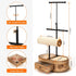 Emfogo Jewelry Organizer Tree Stand Wood Basic Jewelry Drawer Storage Box with Double Rods & 3 Tier Jewelry Holder Bracelet Organizer Necklaces Earring Ring Display(Carbonized Black)