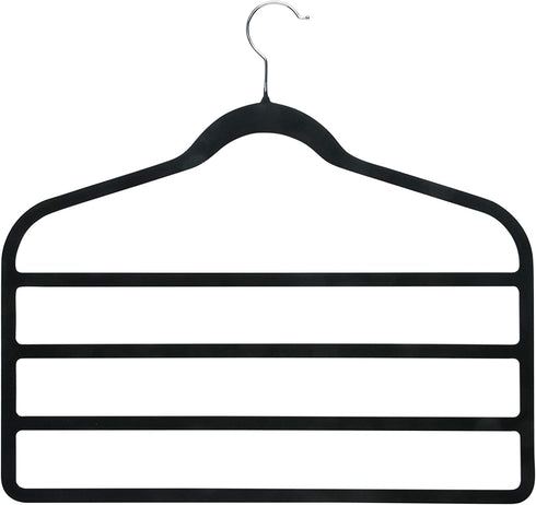 Honey-Can-Do 4-Tier Non-Slip Velvet Pants Hangers, 4-Pack HNG-09048 Black