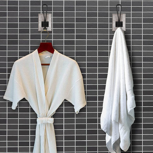 OLBET Farmhouse Towel Hooks for Bathroom Wall Mounted - Rustic Wall Hooks for Hanging Coats - 2 Pack - Retro Iron Wood Hooks - Classical Heavy Duty Hangers for Your House - Weathered White