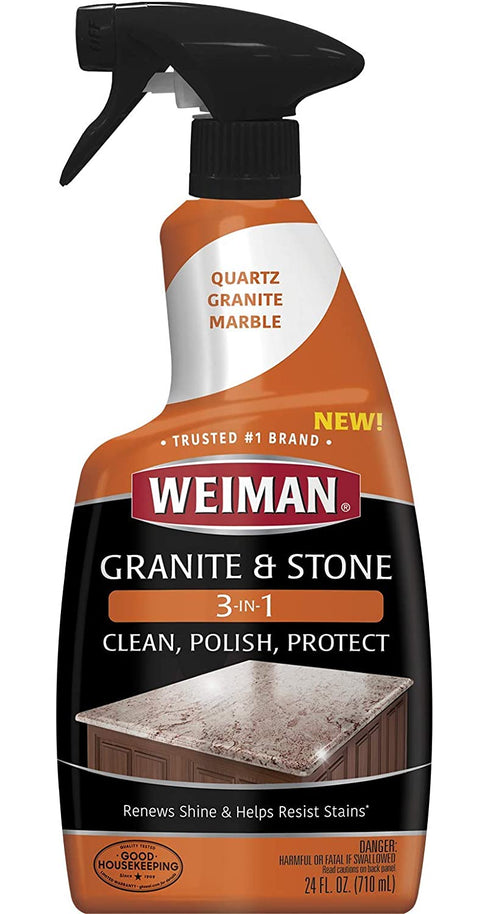 Granite Stone Clean, Polish and Protect - 24 Ounce - Streak-Free, pH Neutral Formula for Daily Use on Interior and Exterior Natural Stone