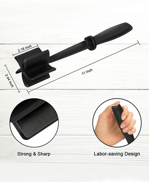 2 Pack Meat Chopper, Ground Beef Chopper, Heat Resistant Meat Chopper for Ground Beef, Hamburger Meat, Turkey and More, Nylon Hamburger Chopper and Non-Stick Meat Masher, Mix and Chop Kitchen Tool