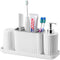VITVITI Toothbrush Holder, Plastic Bathroom Organizer Countertop, Bathroom Counter Asseccories Storage Set with Tumbler, Soap Dispenser, Drainage Tray, for Bathroom/Toothpaste/Kids - White